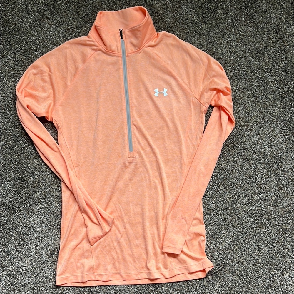 Under Armour light orange/peach 1/2 zip Long Sleeve Pullover